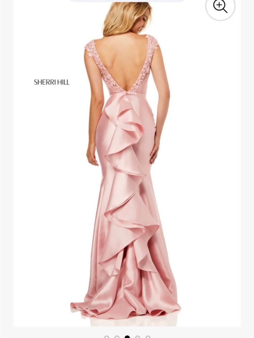 Sherri Hill Blush Pink Satin Lace-Illusion Mermaid Gown
